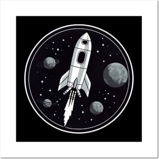 Vintage Rocket Travel - Retro Spaceship Design Posters and Art